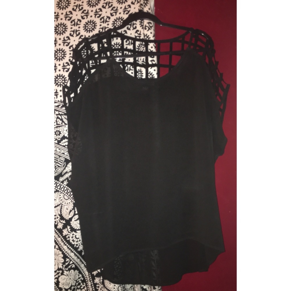 F21 Sheer Black Caged Top